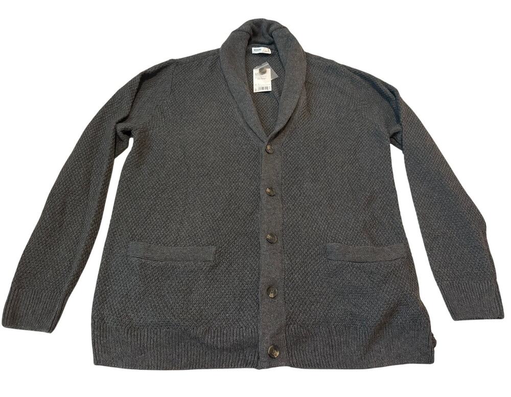 NWT Sonoma Men's Shawl Cardigan Sweater Modern Charcoal Grey Size XL